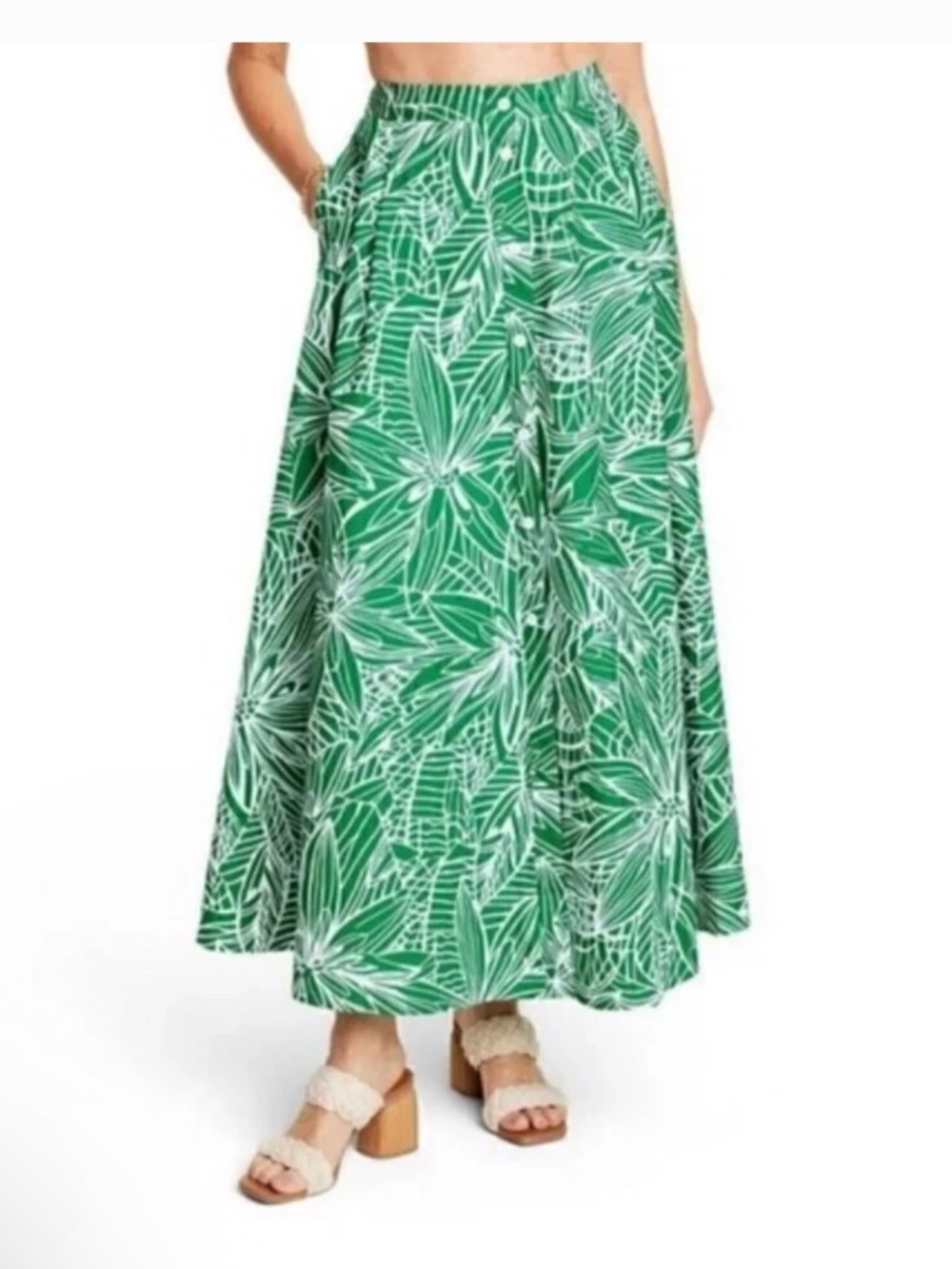 Tabitha Brown green midi skirt, size small, NWT!
